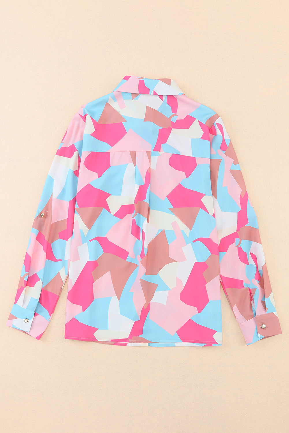 Double Take Multicolored Long Sleeve Collared Shirt