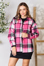 Plaid Button Up Collared Neck Jacket