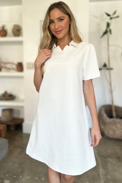 Double Take Full Size Texture Short Sleeve Dress