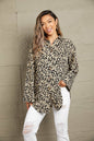 Leopard Roll-Tap Sleeve Shirt