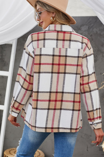 Double Take Plaid Button-Up Dropped Shoulder Shirt Jacket