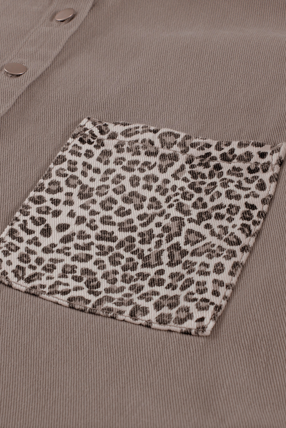 Double Take Leopard Contrast Denim Top