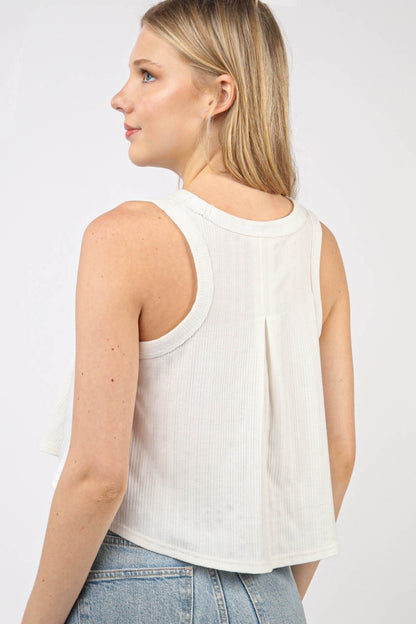 VERY J V-Neck Knit Swing Cropped Tank