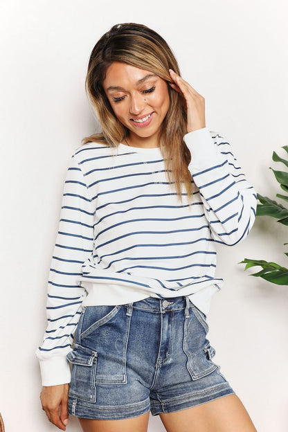 Double Take Striped Long Sleeve Round Neck Top