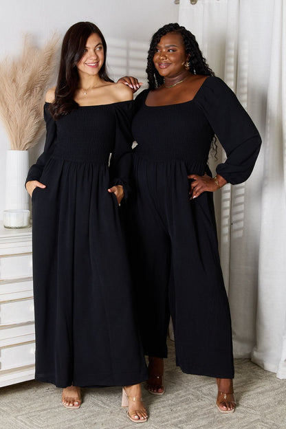 Double Take Square Neck Jumpsuit with Pockets