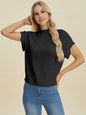 Double Take Full Size Mock Neck Short Sleeve Sweater