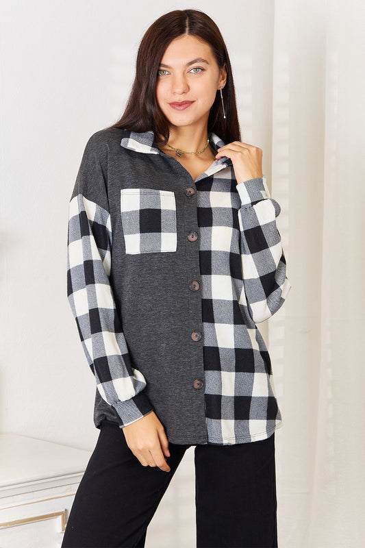 Heimish Solid Plaid Contrast Shacket